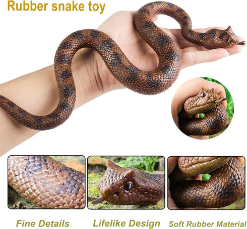 15-Inch Coiled/26-Inch Ultra-Realistic Snake Toy to Scare Birds/Squirrels - Stretchy Garden Decor, Halloween Prank