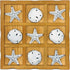 Wooden Tic Tac Toe Game with Sand Dollars and Starfish - Beach Decor Board Game for Family Gatherings, 9 x 9 inch, 14+