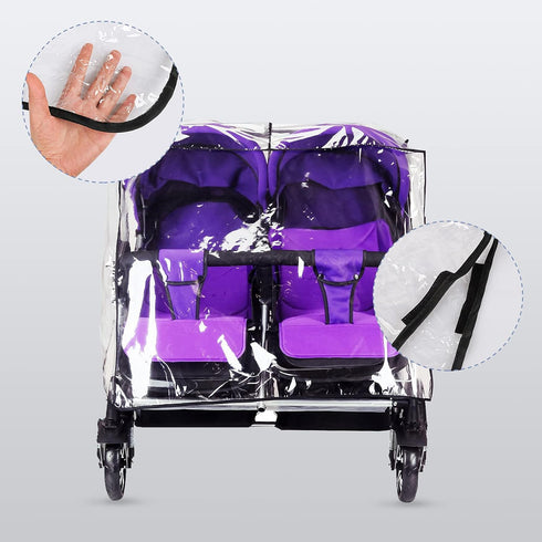 Twin Rain Cover for Double Stroller – Universal Waterproof Side by Side Baby Stroller Raincoat for Outdoor Protection