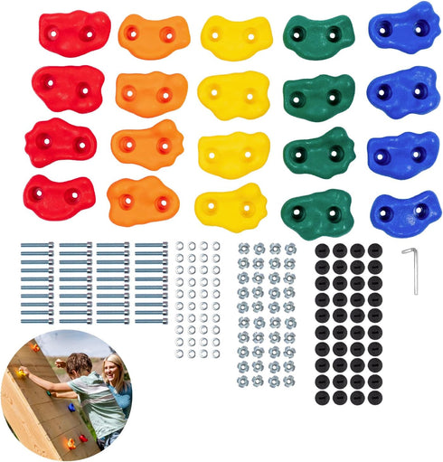 Squirrel Products Deluxe Extra Large Rock Climbing Holds for Kids - DIY Indoor & Outdoor Playground Kit, Ages 3+