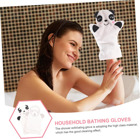 2Pcs Bath Gloves, Baby Bath Scrubber Mitts for Kids, Cotton White Newborn Bathing Accessories