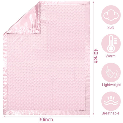 3 Pack 30 40 Inch Satin Baby Blanket with Silky Satin Backing Double Layer Soft Dotted Silk Baby Blanket x for Newborn