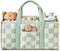 Blissful Diary Checkered Diaper Caddy Organizer, Stylish Nursery Storage Basket, Gift for