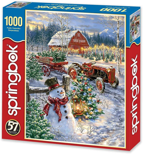 Springbok - Christmas Tree Farm - 1000 Piece Jigsaw Puzzle featuring a Holiday Christmas Tree Farm