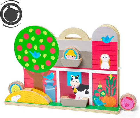 Melissa & Doug GO Tots Wooden Barnyard Tumble with 4 Disks - FSC Certified Wooden Toy