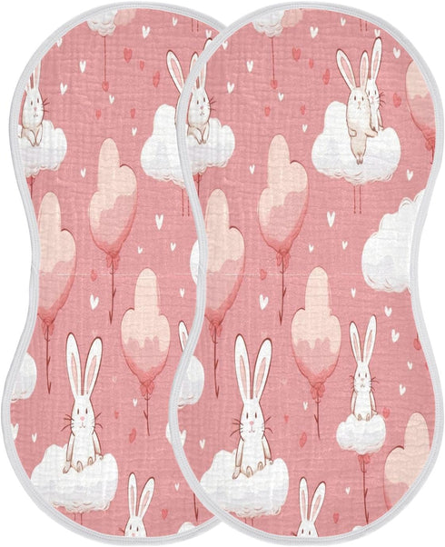 Bulletgxll Set 4, Cute Rabbits Unisex Baby Burp Cloths of Soft Absorbent Organic Cotton Muslin Burping Cloths