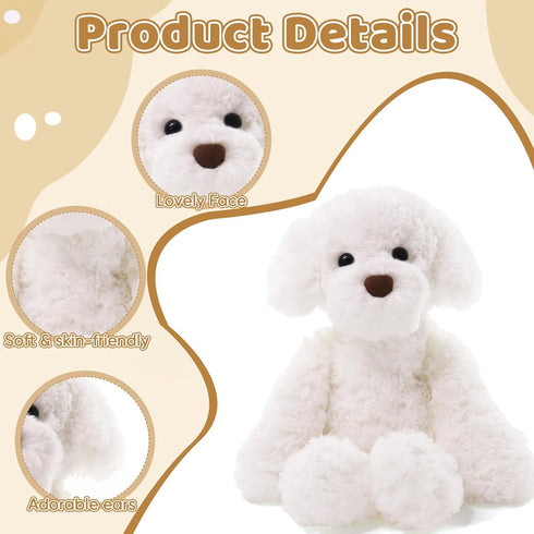 Furvana 10" 3-14 Bichon Frise Plush Puppy, Dogs Stuffed Animals, Bichon Frise Stuffed Animal, Ideal Christmas Animal