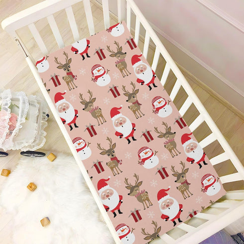SDMKA 27x39 Inch Cute Christmas Pattern Crib Sheets for Boys Girls - Portable Microfiber Fitted Crib Sheet for Playard