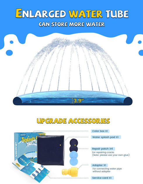VISTOP Non-Slip Splash Pad for Kids and Dogs, Thicken Sprinkler Pool, Summer Outdoor Water Play Mat (77 inch, Blue)
