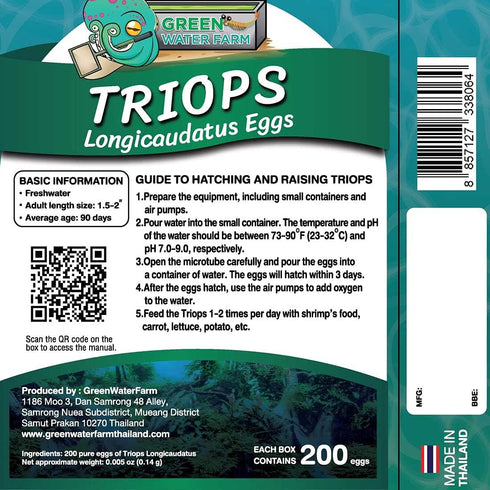 GreenWaterFarm Triops Longicaudatus Eggs for Hatching and Culture, Suitable for Pet and Science Project
