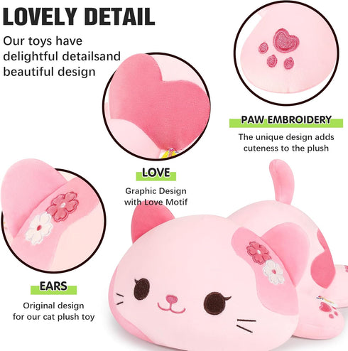 13 inch 13") Onsoyours Original Sakura Cat Plush Cute Kitten Stuffed Animal Soft Pillow Pink Kawaii Kitty Plush Toy
