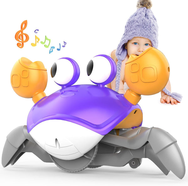 Yeaye Crawling Crab Baby Toys, Tummy Time Toy for 0-12 Months with Learning Crawl System and Music