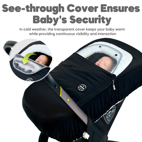 Mamatepe Winter Baby Car Seat Cover, Rain and Snow Repellent, Windproof Warm Fleece Breathable with U Shape Zipper