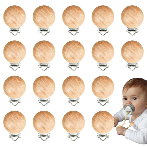 Suptizizkz 18 Pieces Wood Pacifier Clips Toy Suspender Clips Baby Teething Grasping Suspender