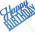 Blue Glitter Happy Birthday Cake Topper, Birthday Sign Cake Topper for Adults, Children, Teenagers, Anniversary Party