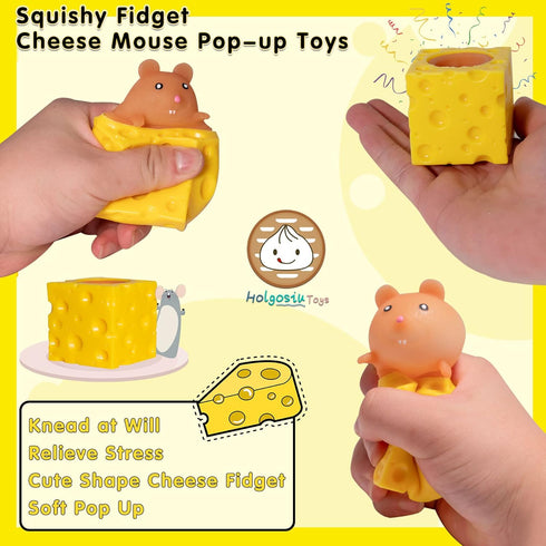 Holgosiu Squishy Mouse Toy, Cheese Stress Ball, Squeeze Cheese Fidgets, Novelty Toy for ADHD, ADD, OCD