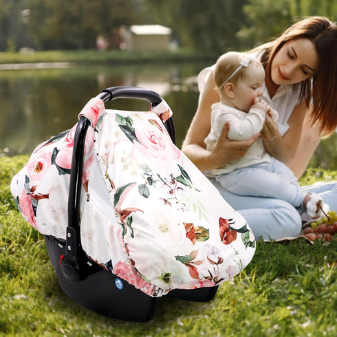 Cozy Car Seat Covers for Babies Girl Boy, Sun & Bug Cover, Infant Carseat Canopy Newborn Stroller Carrier Cover