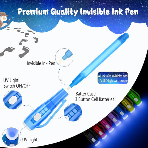 Invisible Ink Pen Spy Game for Kids, Party Favors Toys for Girls Boys, Magic Markers for Fun Outdoor Toys