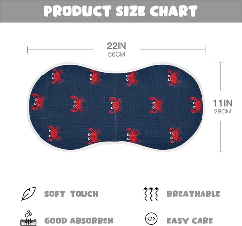 Mazeann 2 Pack Sea Cute Red Crabs Burp Cloths Baby Boys Girls Absorbent Soft Cotton Burping Cloths Rags