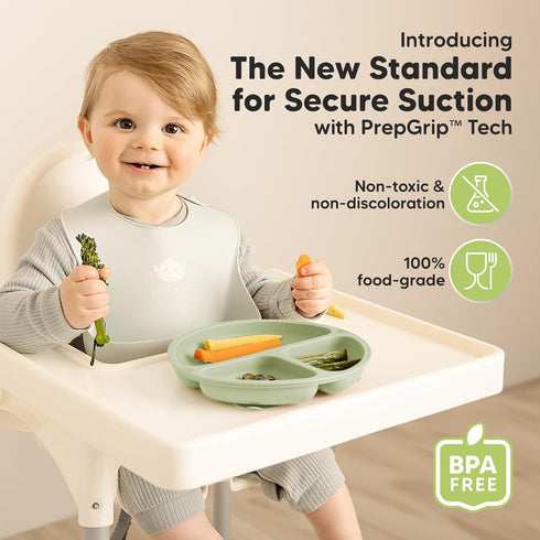 KeaBabies Suction Plates for Baby, Toddler - 3-Pack 100% Silicone Toddler Plates, Divided Baby Plates with Suction, Silicone Plates for Baby, Kids, BPA-Free, Microwave, Dishwasher Safe (Mellow) by KeaBabies