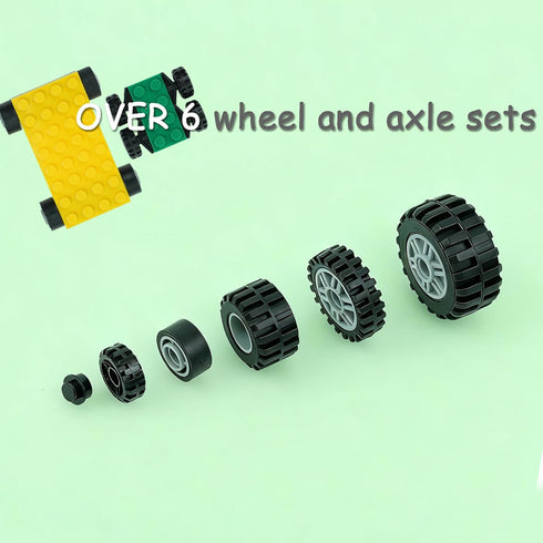 298PCS Sets Pamvava Wheels and Axles Tires, City Car Parts Pieces, Windshield Vehicle Accessories Construction Boys Toy