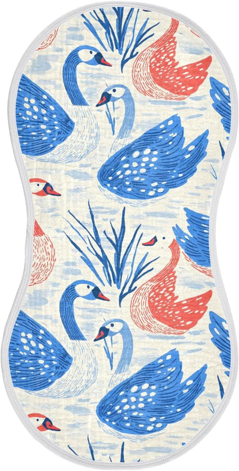 decor gift Cotton Muslin Baby Burp Cloths Breathable Red Blue Swans Art Baby Cloth