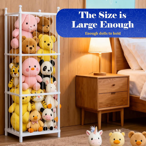 Stuffed Animal Storage,Wooden Stuffed Animal Holder with Elastic Band,Plushies Organizer for Bedroom Living Room