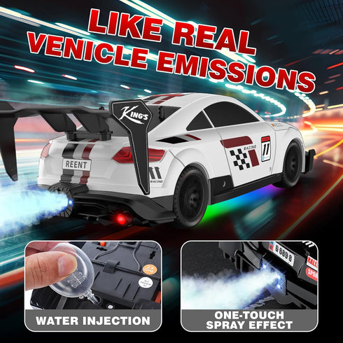 1:16 2.4Ghz 4WD 30KM/H 2 Remote Control Car Scale RC Drift Cars High Speed Race Cars with LED Lights Drifting Tires
