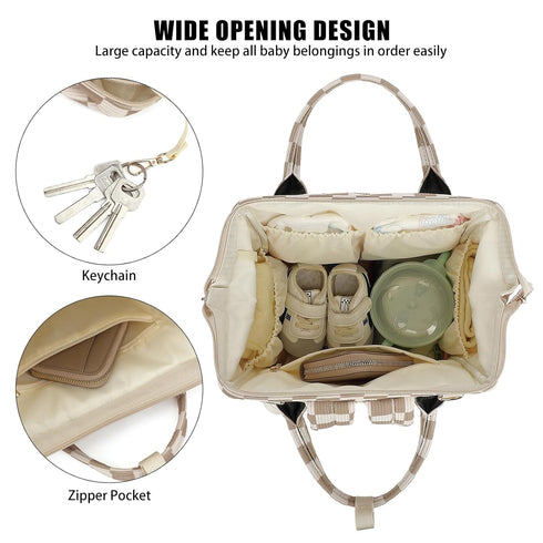 Dezcrab Backpack Baby Diaper Bag for Mom, Large Capacity Travel Nappy Bag for Boys & Girls with Stroller Straps
