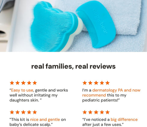 oogiebear Cradle Cap Brush Kit for Babies Gentle and Safe Scalp Massage Care with Sponge, Brush, and Comb for Newborns