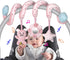 Infant Baby Pink Pig Spiral Activity Hanging Toys for Car Seat, Stroller Bar, Crib Mobile with Mirror