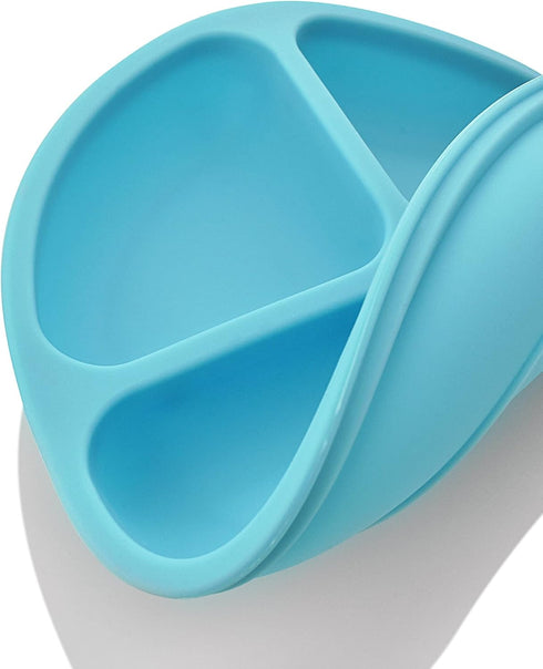 PandaEar Divided Unbreakable Silicone Baby and Toddler Plates - 3 Pack, Non-Slip, Dishwasher and Microwave Safe
