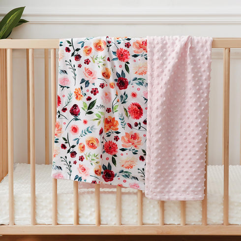 BORITAR Baby Blanket for Girls, Super Soft Double Layer Minky with Dotted Backing, 30 x 40 Inch