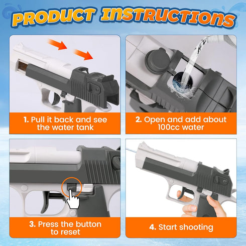 2 Pack Squirt Gun Water Blaster - Water Pistol Toys for Kids, Ideal Summer Gifts for Outdoor Shooting Game