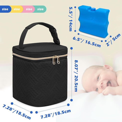 Pack 4 9 Fasrom Breastmilk Cooler Bag with Ice Fits Large Baby Bottles up to Ounce, Insulated Baby Bottle Bag