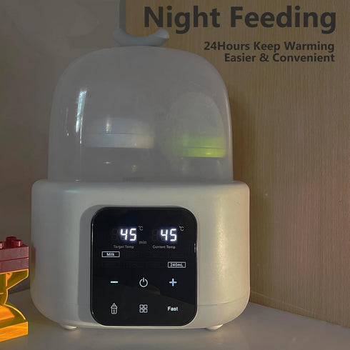 5-in-1 24H Double Baby Bottle Warmer All Bottles, Fast Breastmilk Warmer Water Bath Heating Constant Warming, Heat Baby