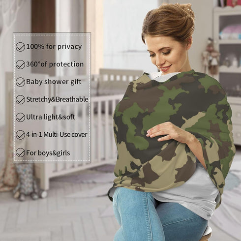 Schgap Camouflage Baby Car Seat Covers Canopy Nursing Cover Breastfeeding Baby Carrier Cover Stretchy Carseat Canopy