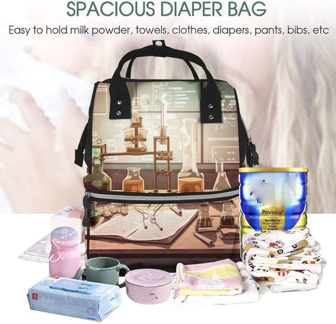 FHEDVBN Backpack Mummy Backpacks Daypack Chemistry Lab Diaper Bag for Women Multifunction Waterproof for Mom Dad, Large