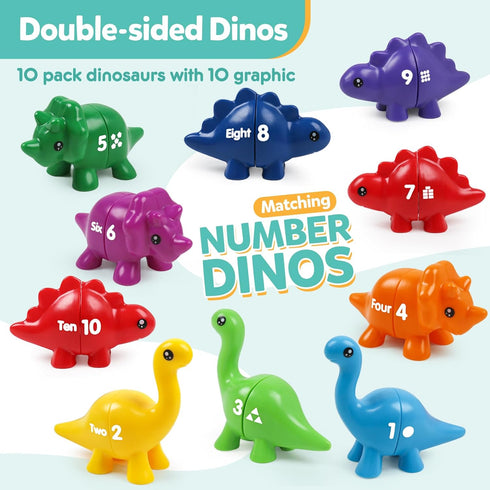 Matching Number Counting Dinosaur Toys with Double-Sided 1-3 Number Preschool Learning Sensory Sorting Sets