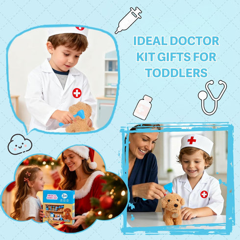 3-5 Set 3 4 Doctor Kit for Toddlers - Play Veterinarian Toys for Year Old Boys Girls, Pretend Play Medical Kit