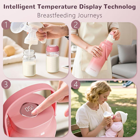 harringron 2 Pack 22oz 48 Portable Bottle Cooler for Breastmilk Travel Breastmilk Cooler Reusable Portable Chiller