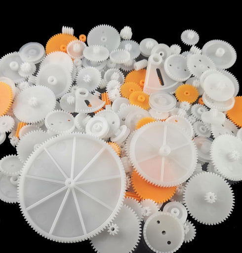 200pcs 0.5 Mold Plastic Motor Gears Small Set, Plastic Crown Gear, Single Double Reduction Gear for Electric Motor