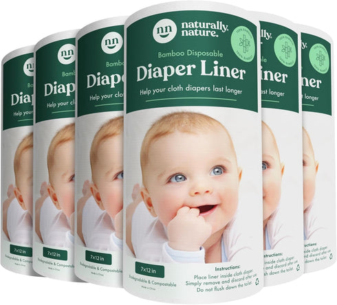 Naturally Nature Disposable Cloth Diaper Liners, Unscented, Fragrance-Free, Chlorine Free Diaper Inserts