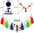 1st Colourful Rainbow Dot High Chair Banner Conical Cap Primary Colors Cake Topper for Boys Girls Birthday Party