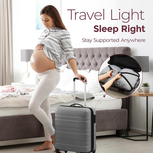 Momcozy Memory Foam Portable Pregnancy Pillow W Shaped Maternity Great Support for Side Sleepers, Adjustable Travel