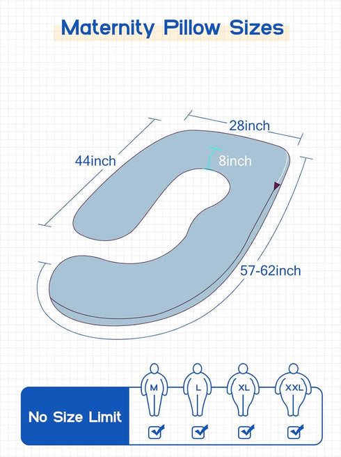 Wndy's Dream 60 inch Pregnancy Pillow with Removable Velvet Cover, Side J Type Full-Body Pillow for Back, Legs
