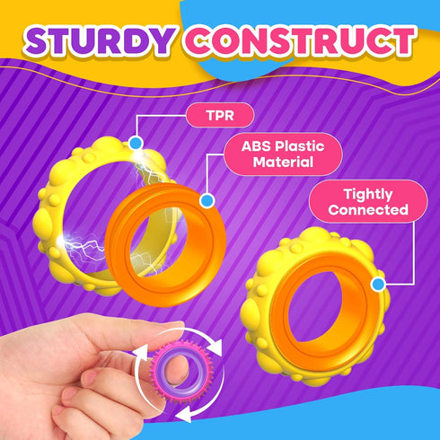 12 Pack Fidget Toys Sensory Rings for Kids: Finger Spinner Rings - Texture Stress Toys for Kids Autism Calming - Fun