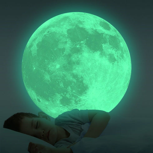 Glow in The Dark Moon Wall Decals, 11.8 Inch Luminous Sticker, Perfect Ceiling or Wall Decor for Kids' Bedroom