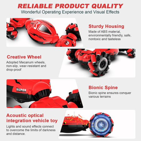 RC Car Toys for Boys Girls 6-12, Gesture Sensing Stunt Car with Lights Music, 2.4GHz 4WD Hand Remote Control 360°