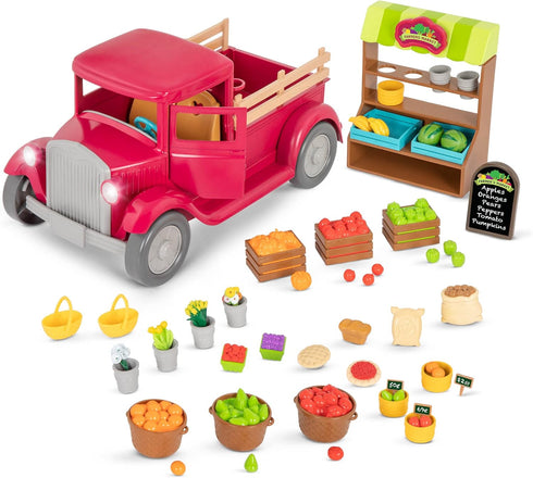 Li'l Woodzeez Farmer's Truck Playset Doll Playset with Toy Truck, Miniature Food